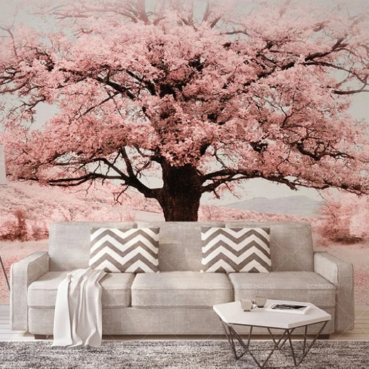 3D pink tree customized size wallpaper wall covering mural for home office apartment hotel TV background hall entry commerce