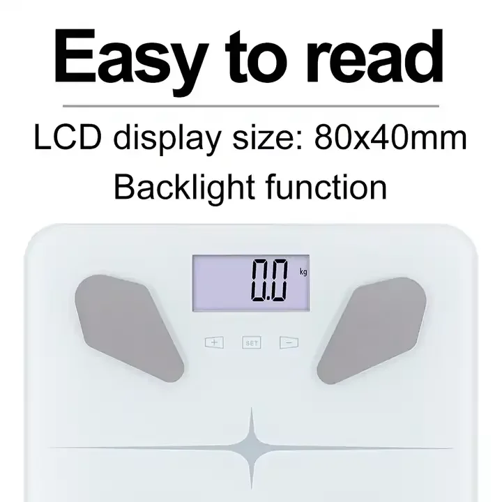 CE Rohs electronic balance body fat scale 180 kg backlight function smart weight scale BMI calorie body fat weight scale
