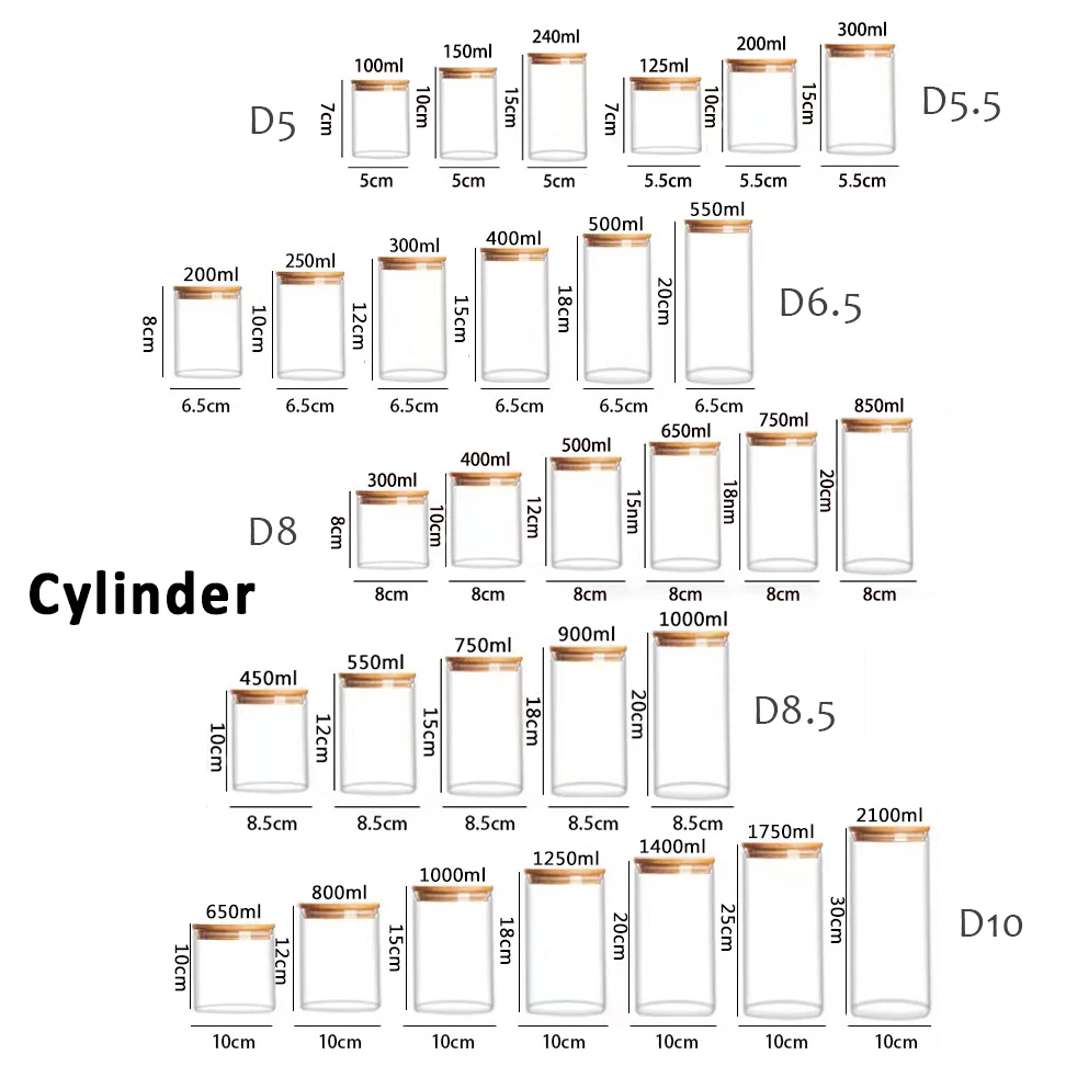 mini glass seasoning bottle Food Storage Container with Airtight Bamboo Lid Clear Glass Jar