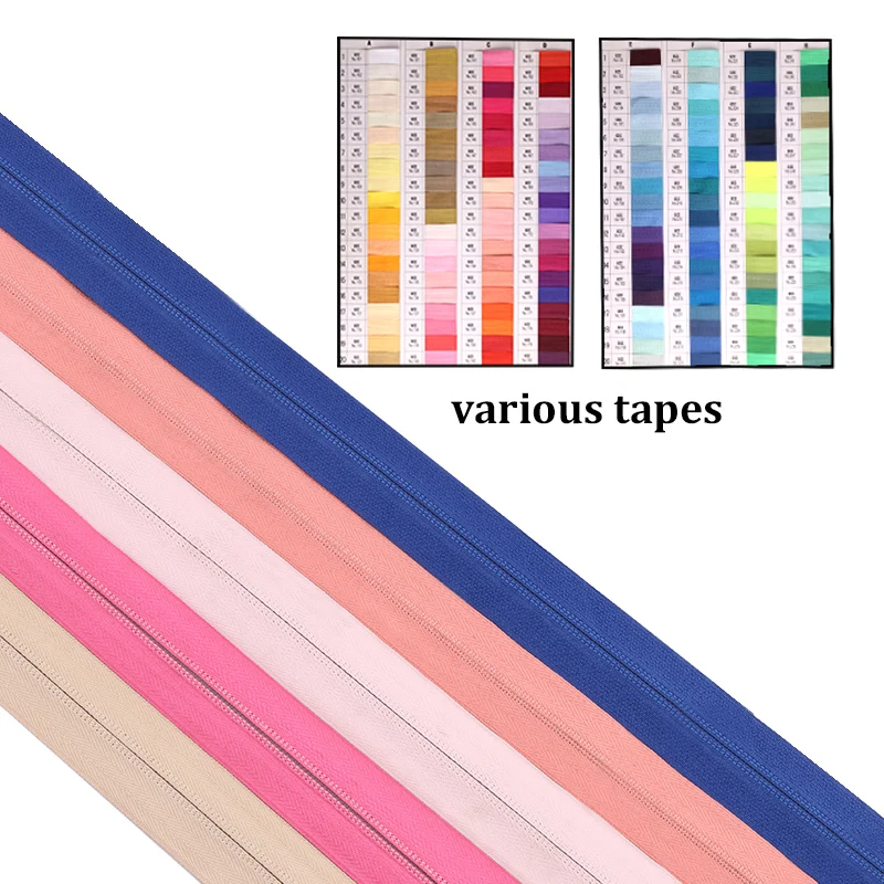 Custom hight quality plating colorful teeth 10# 5# nylon zipper coil for bags nylon zipper rolls