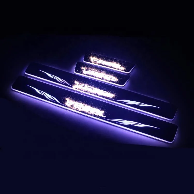 4pcs/set Car LED Moving Door Sill Scuff Plate Car door sill Covers For Fit 2014-2018