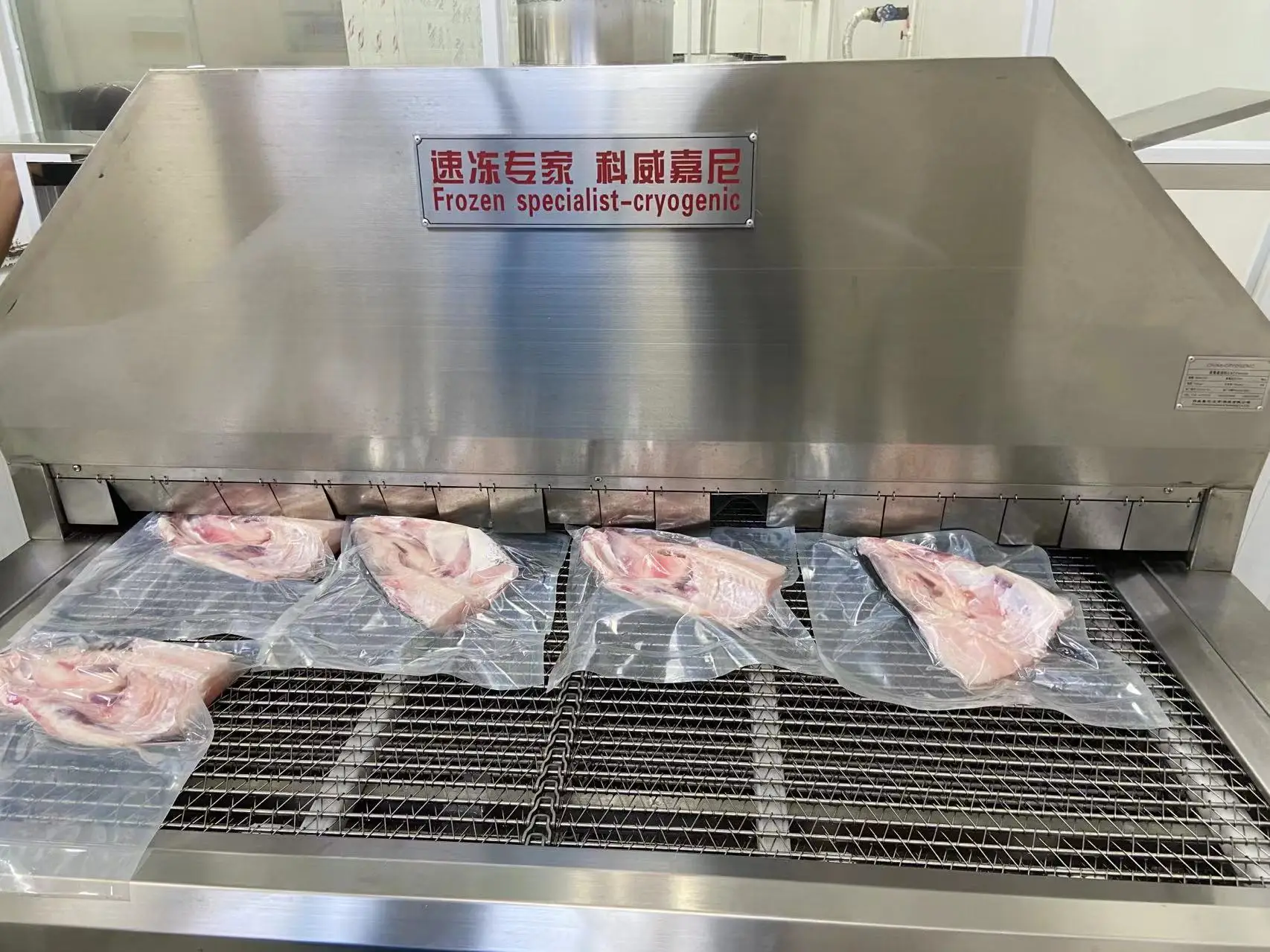 Liquid Nitrogen Tunnel  IQF Freezer For Sea foods Frozen Machine 800 kg/h