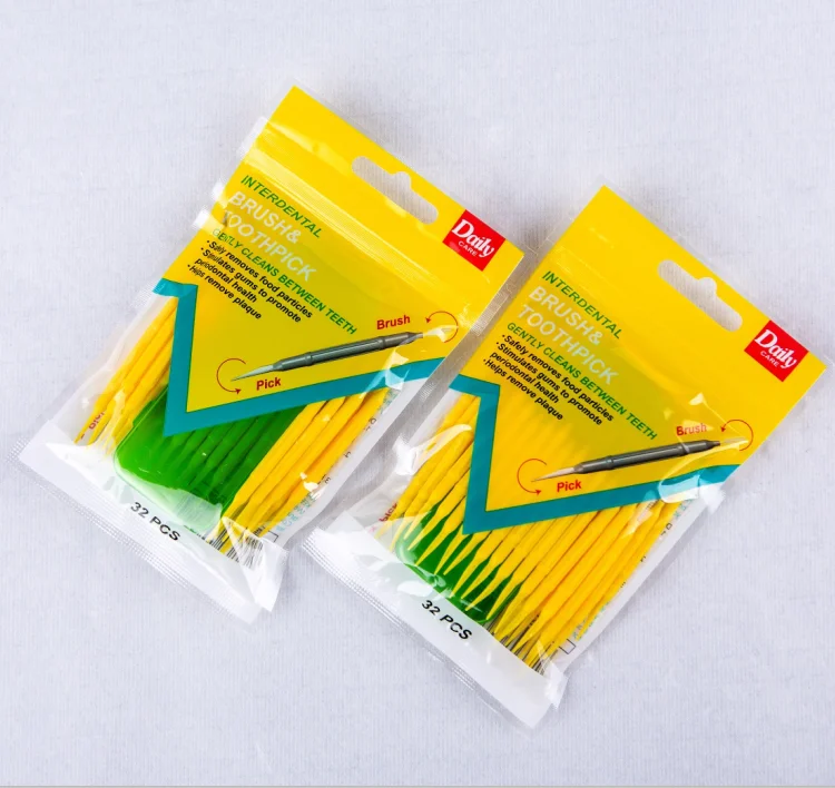 Dental tooth picks double use high quality cheap interdental brush  soft tooth picks and dental brush for tooth clean oral.