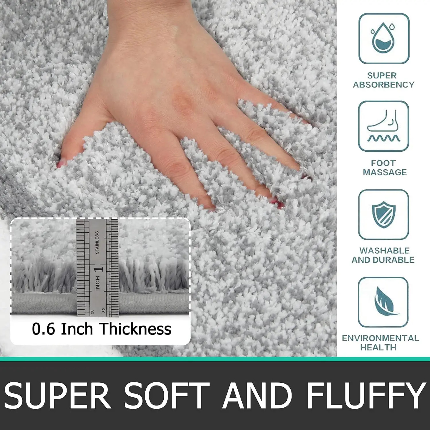 Bathroom Rugs Sets 3 Piece Absorbent Bath Mats for Bathroom Non Slip Shaggy Microfiber Bath Rugs