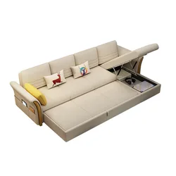 ULT-XJ-03 Factory wholesale  wooden frame Cotton and linen extend cum bed  with storage modern folding small sofa bed