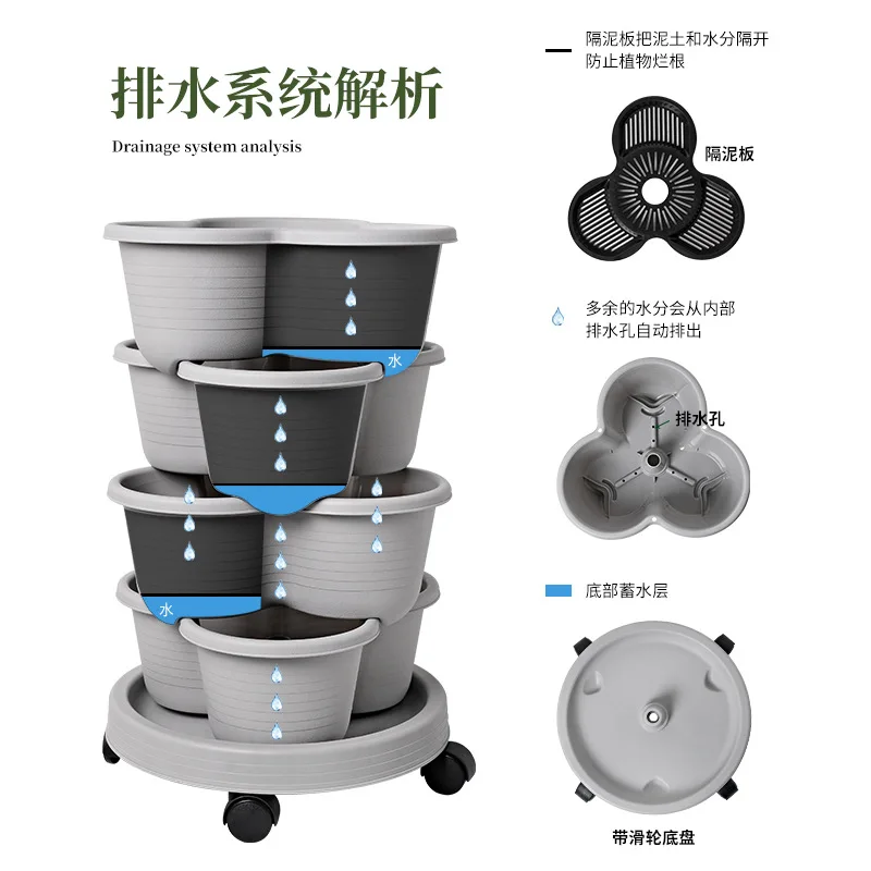 Planting Three-Dimensional Pots Can Be Hung With Multiple Layers Of Strawberry Pots Can Be Stacked And Three-Petal Flower Pots