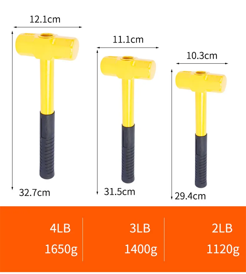 Wholesale high carbon steel plastic handle shockproof octagonal hammer Sledge Hammer
