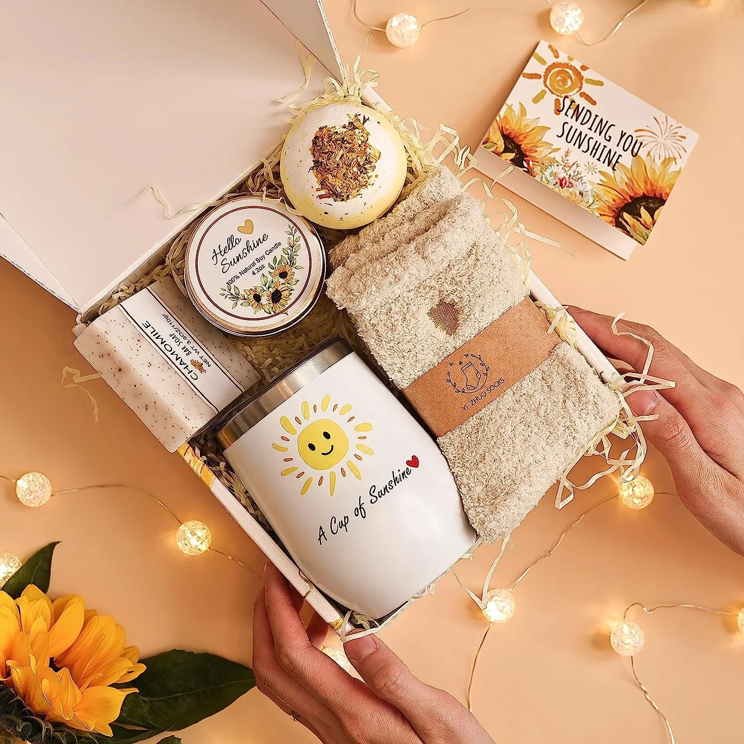 Sunshine Unique Self Care Gifts Get Well Soon Gifts Basket Christmas Luxury Thanksgiving Her Tumbler Bath Gifts Sets for Women