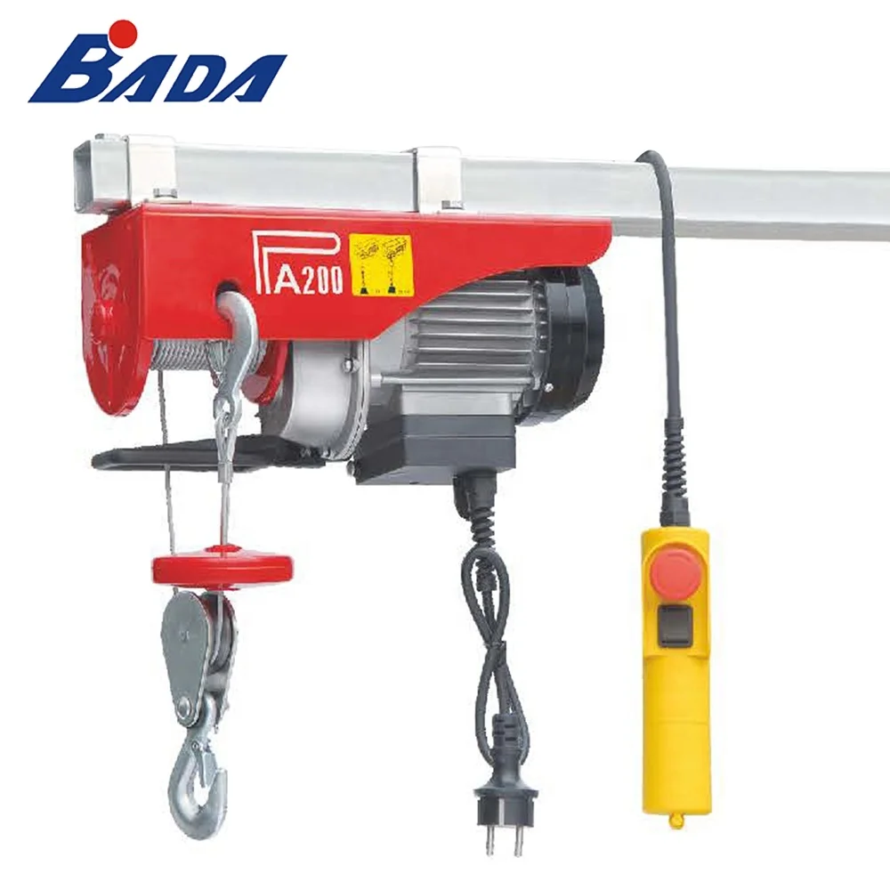 New design PA200A 100/200kg Capacity remote control mini small electric wire rope hoist