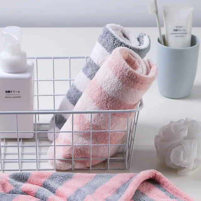 
Wholesale Microfiber Striped Absorbent Hair Wrap Turban Towel 