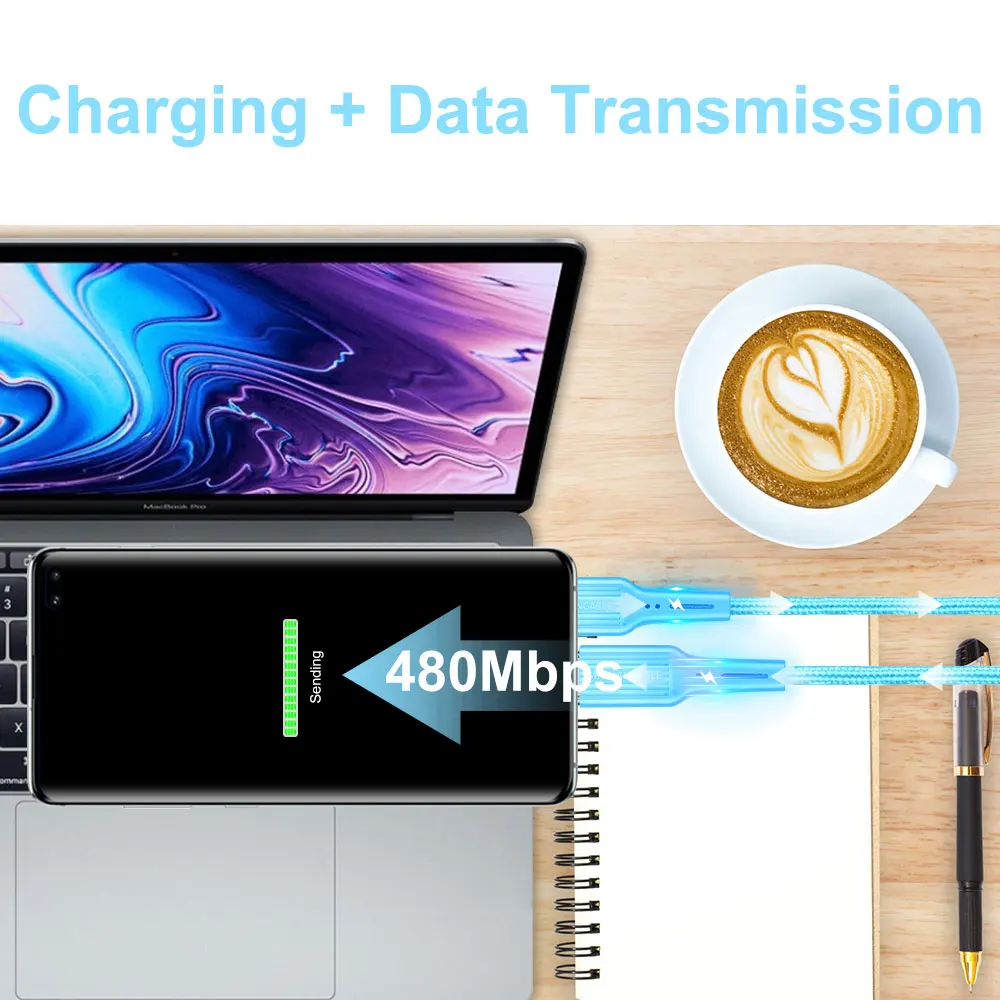 USB Type C Cable 5A Quick Charge 2.0 For Huawei Samsung Note 9 USB-C Wire Fast Charging Cord Charger Usb c Type-c Data cable