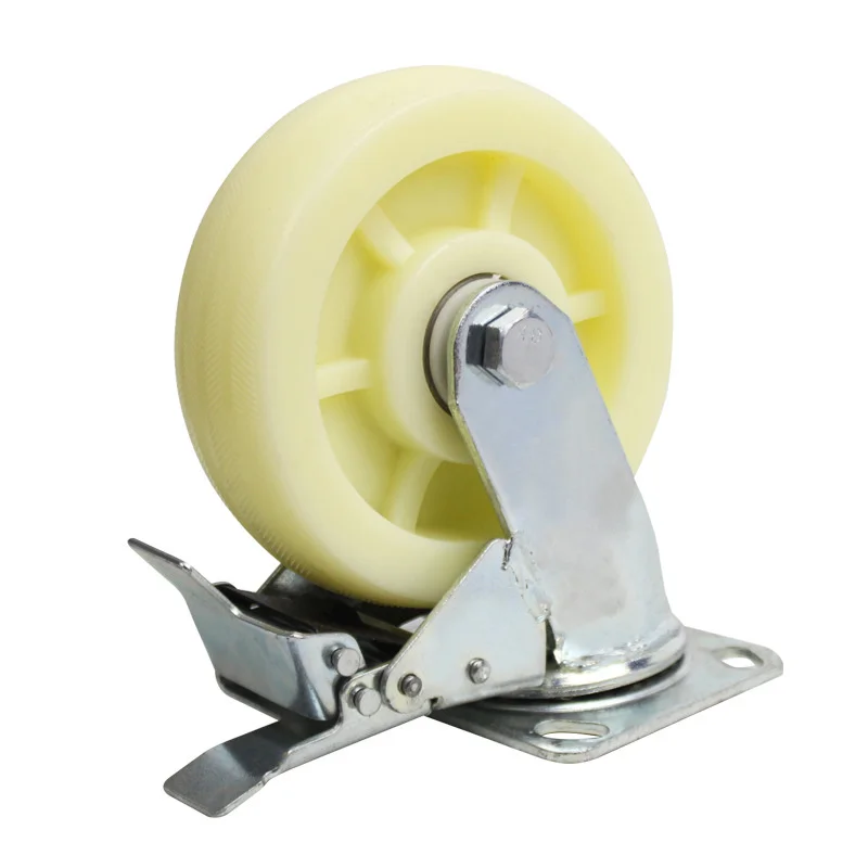 High Elastic Non-Slip 5/6 Inch 8 Inch Industrial Universal Wheel Heavy Duty Wheel Silent With Brake Trolley Rubber Wheel