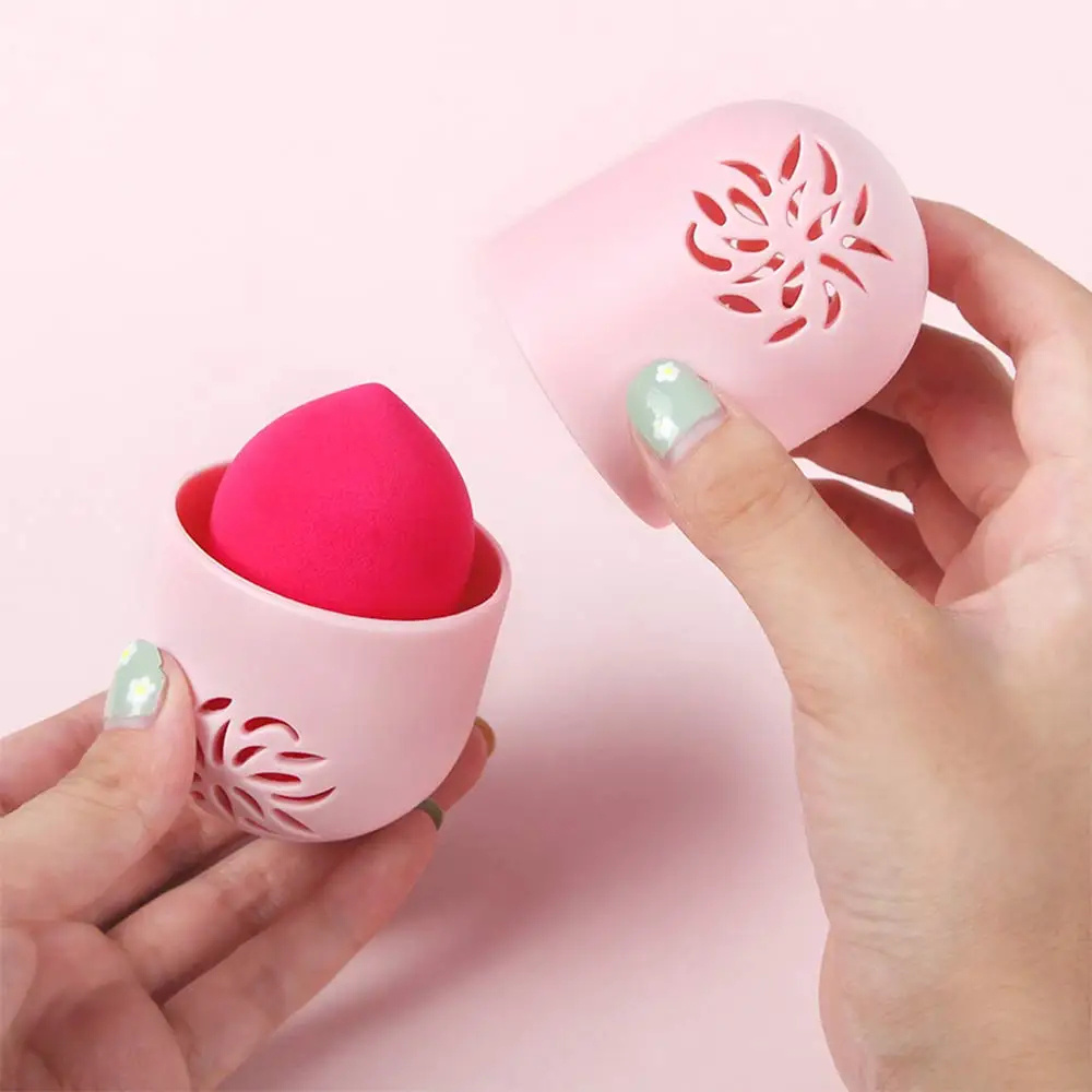 Silicone Makeup Puff Powder Beauty Blend Case Holder Silicone Travel Capsule Makeup Sponge packing
