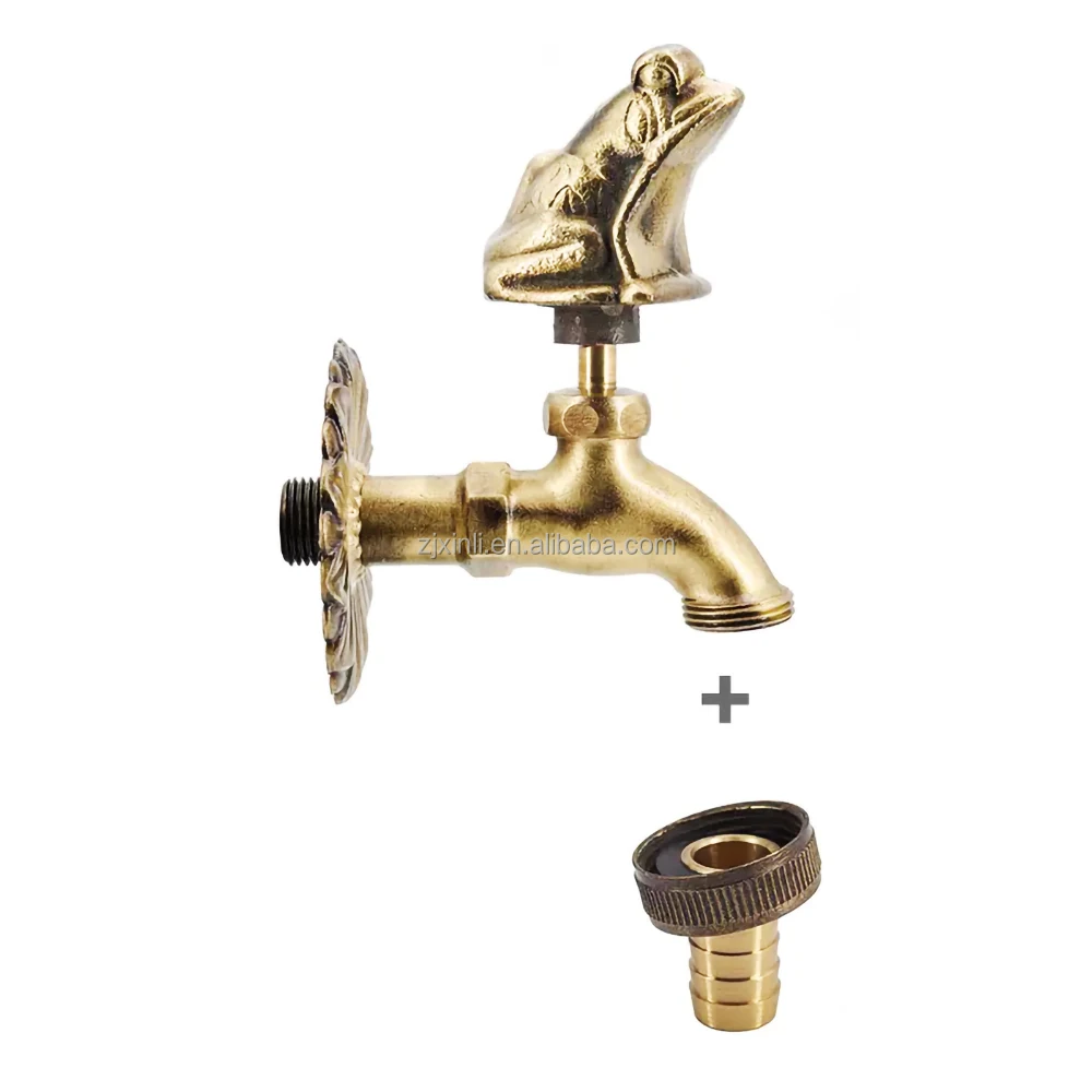 X5685 Brass Material Antique And Bronze Color Artistic Animal Frog Shape Of Garden Bib Tap