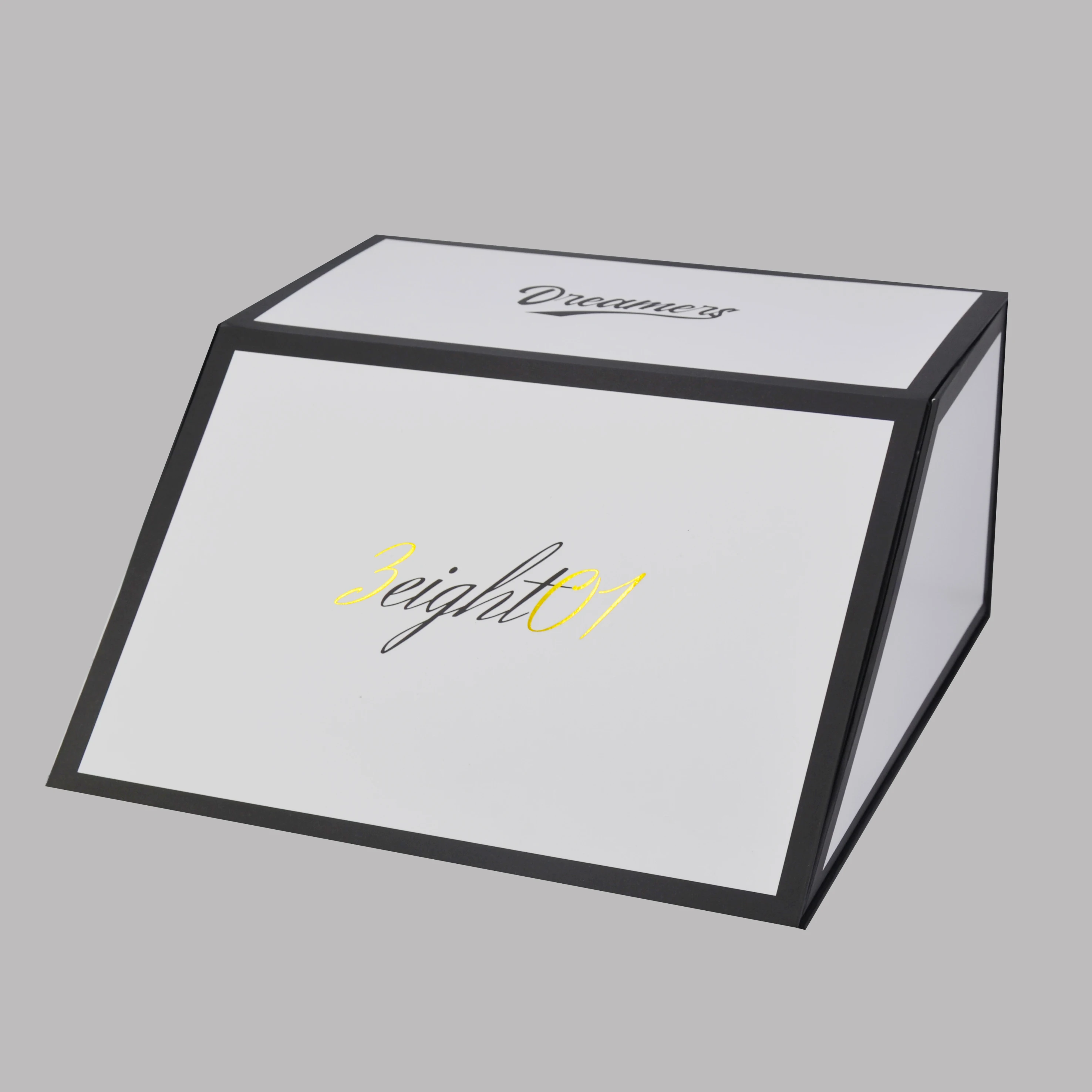 2022 baiwo Luxury Custom Black Printed Trapezoid Square Rigid Magnet Cardboard Magnetic Cap Baseball Cap Box Packaging
