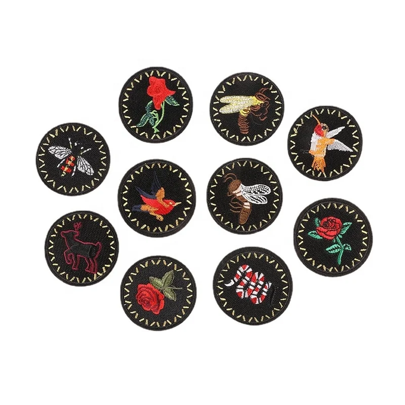 Custom  Cartoon LOGO Character Animal Bee Embroidery  iron-on Patch  Flower Snake  Embroidered iron on  Patch For Garments