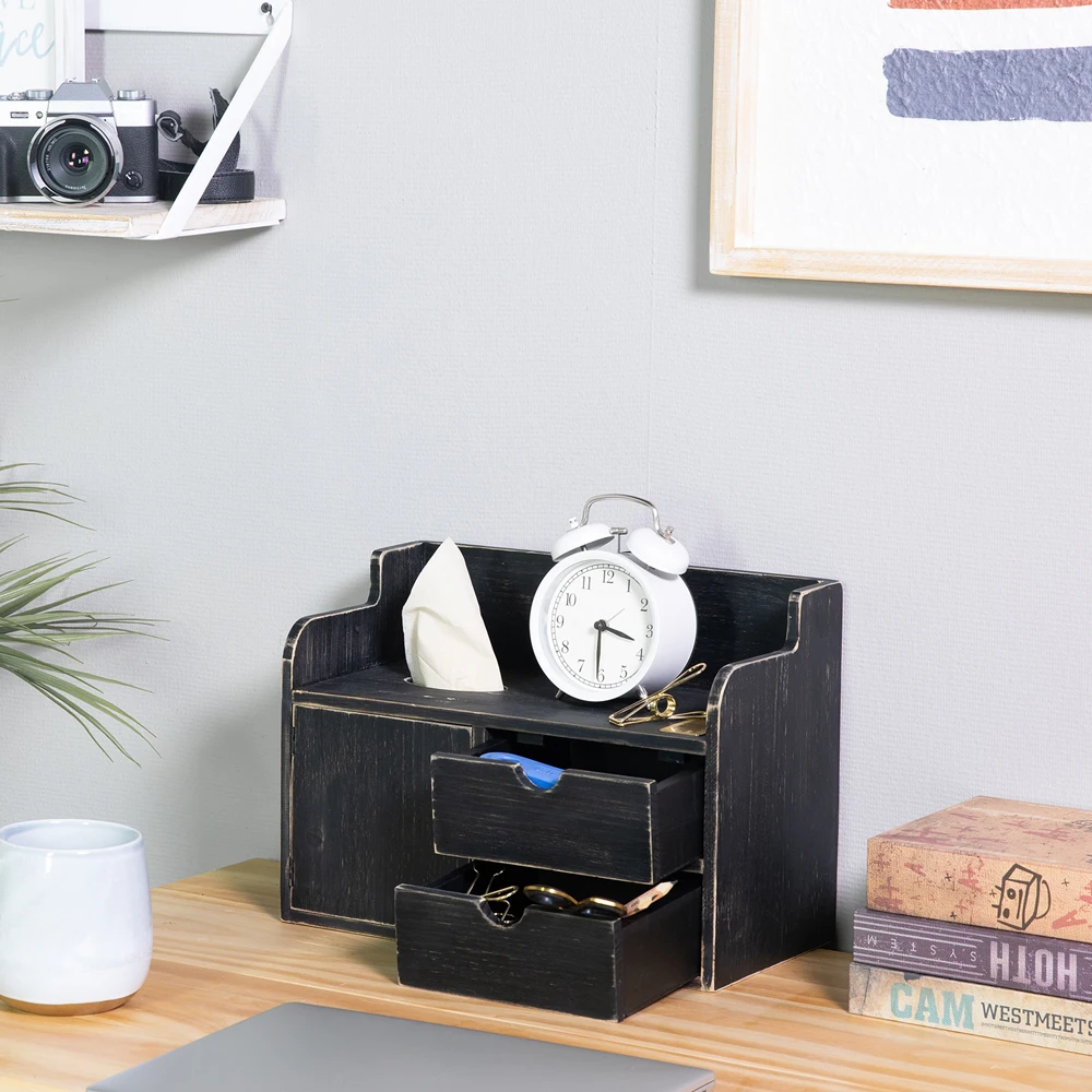 Amazon is selling well Manufacturer Well Made Black Vintage Wood Desktop Organizer - Tabletop Paper Towel Rack