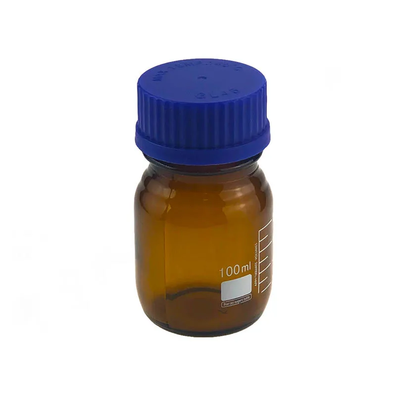 High Quality Clear/Amber Borosilicate Glass Blue Screw Lid Laboratory Reagent Bottle