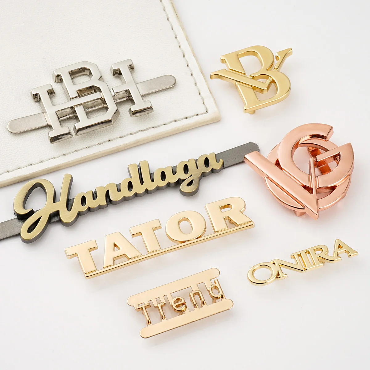 Handbag Accessories Design Metal Label Logo Wallet Clothes Custom Metal Plate Logo Gold Brand Metal Letter Logo for Bag
