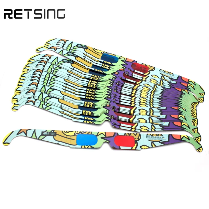 Red Blue Lens Cardboard 3D Digital Glasses for Videos, Movies