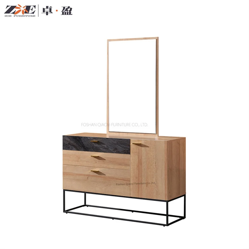 Modern design dressing table for Bedroom Furniture concealed with Mirror Natural wood Makeup Dresser