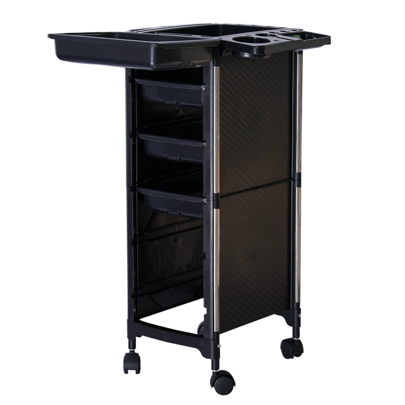 Beauty Salon Trolley Hairdresser Rolling Salon Cart with Stainless Steel Pipe Support Home Use Plastic Hair Styling Furniture