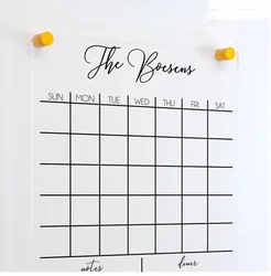 Wholesale Custom Clear Acrylic Dry Erase Board Printing Calendar Menu Message Signs Reusable Frameless Wall Mounted Planner