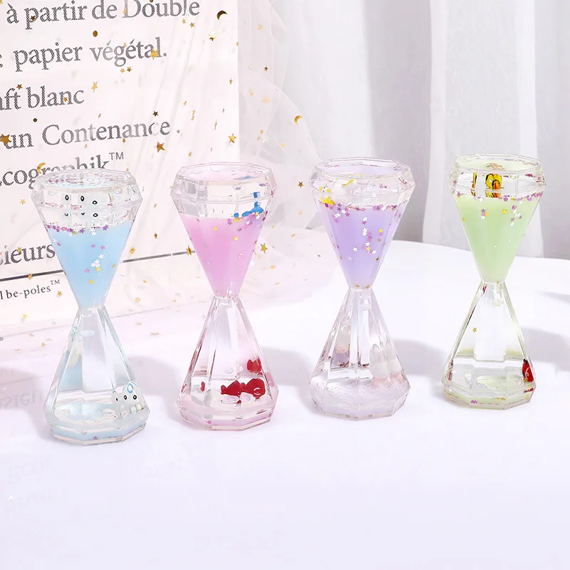 Customized Logo Kids Toys Floating Acrylic Oil Water Drops Drip Toys Purple Liquid Motion Floating Spiral Hourglass Bubble Timer