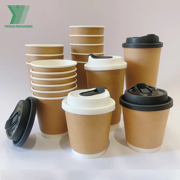 Custom logo espresso coffee cup design 8oz 12oz 16oz disposable paper cups with lids for hot drinks