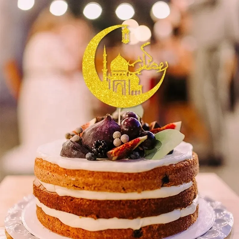 Оптовая продажа бумажные топперы для торта Eid Mubarak красочные украшения Рамадана вечеринки