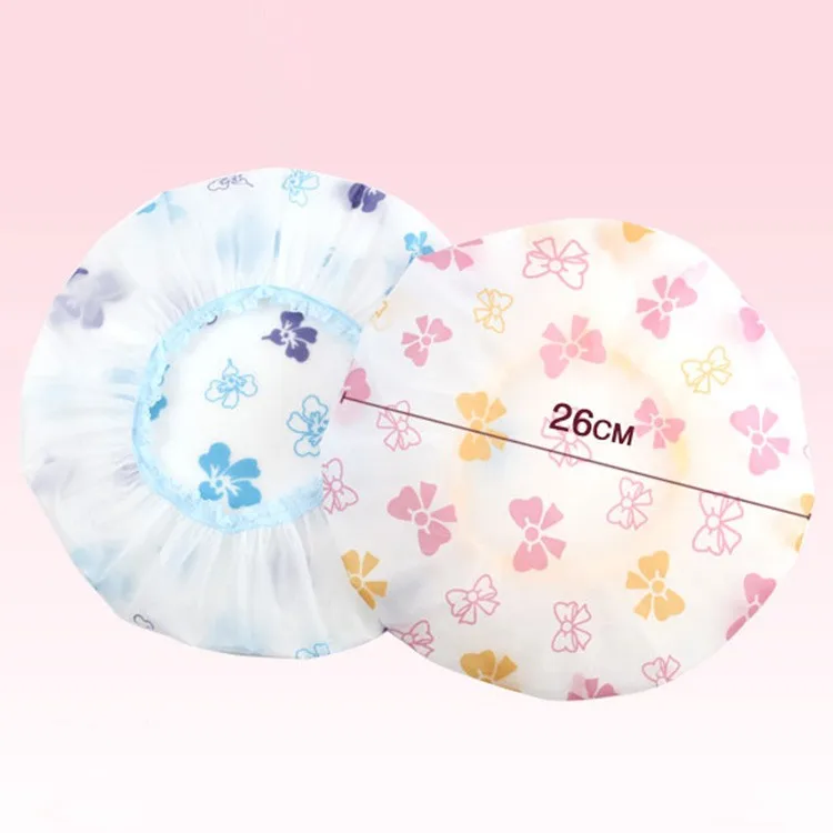 Plastic Shower Caps Cartoon Print Waterproof Elastic Band Bathing Hat Caps