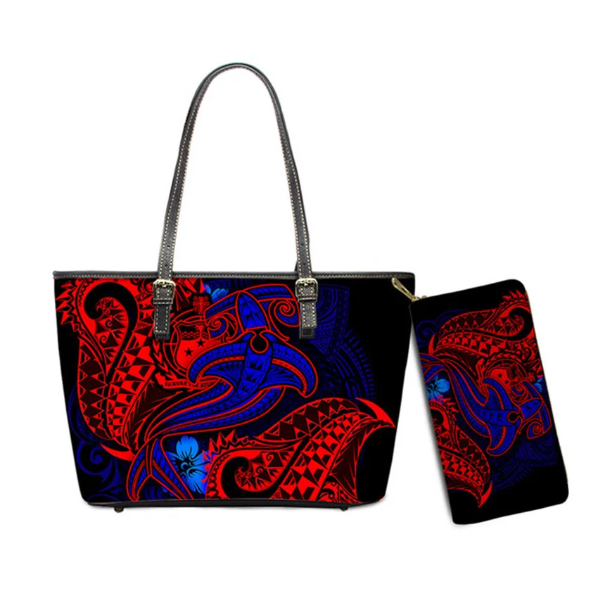 Custom Name Text Samoan Tribal Clutch Purses Handbag Set for Women Polynesian Designer Female Ladies Spring Summer Shoulder Bags