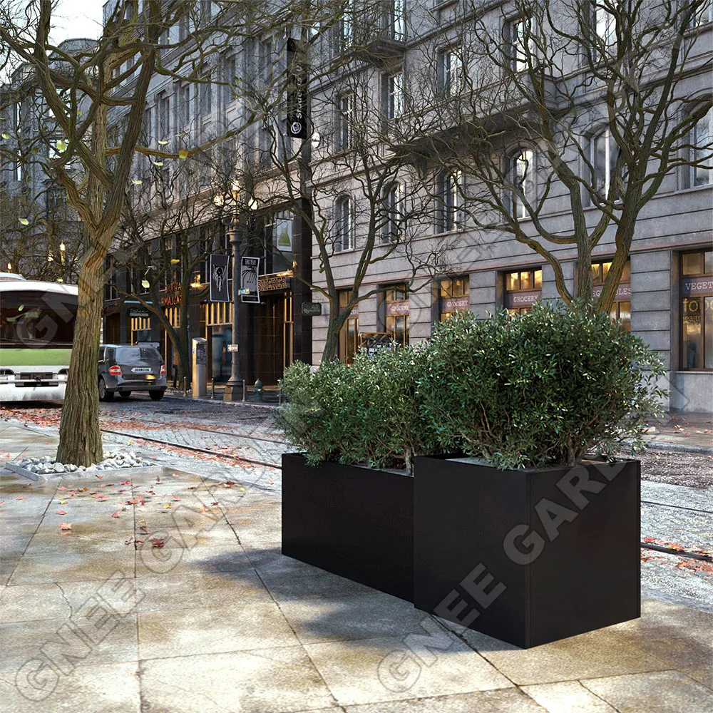 Steel sheet black corten steel planter rectangle metal outdoor garden box