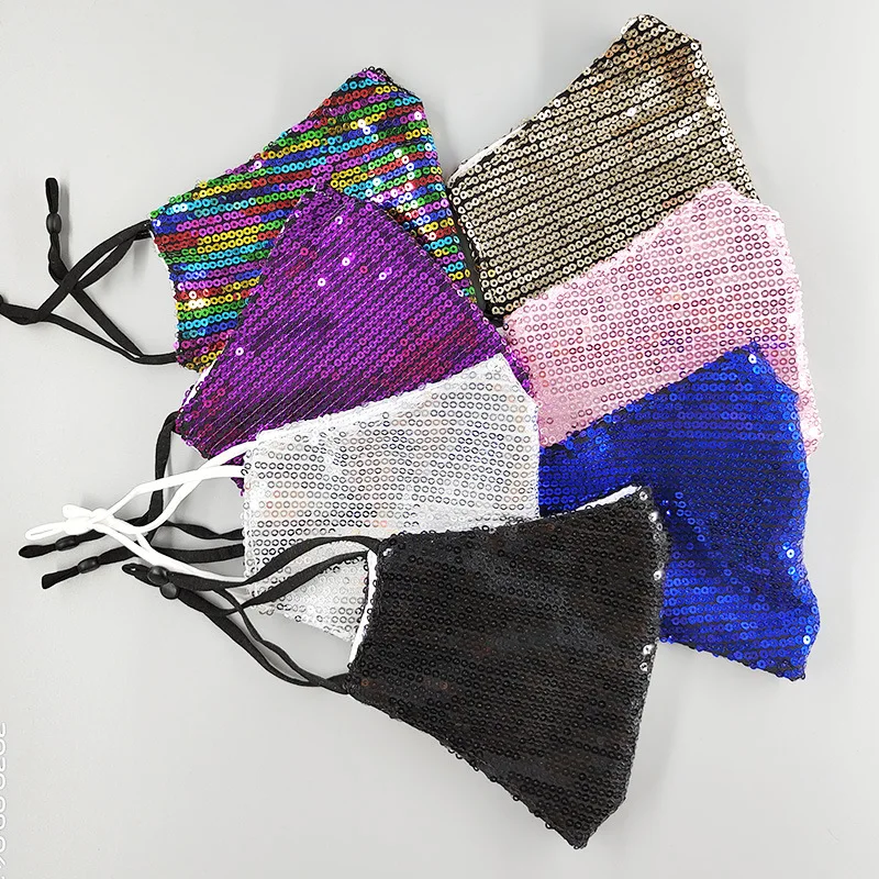 Fashion Sequin Custom design Face Maskes Girls Multi-color Sparkly Sequins Face Cover Nightclub Masquerade Maskes