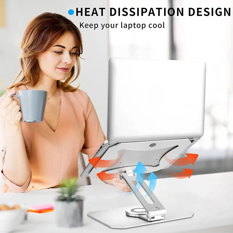 SUM-Z06 Ergonomic 360 Rotatable Adjustable Aluminum Laptop Holder Foldable Desktop Laptop Stand Compatible With 14-17.3 inch