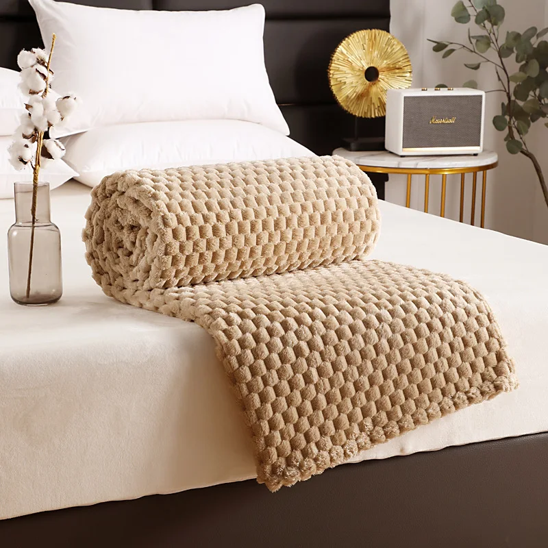 Factory Cheap Solid Color Turtle Back Velvet 3D Jacquard Sofa Bed Blankets Custom Flannel Fleece Baby Throw Blankets For Winter
