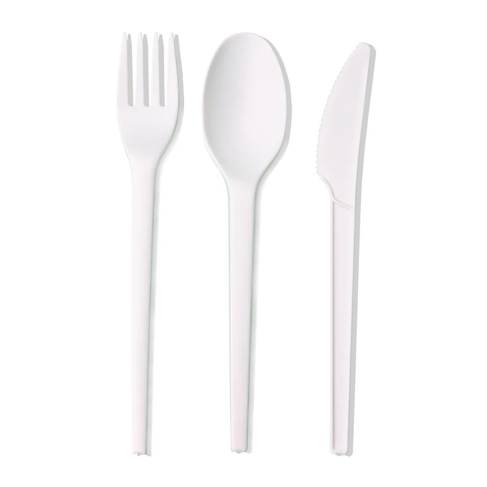 Disposable knife, fork and spoon set with issue PLA packaged takeaway degradable CPLA cutlery