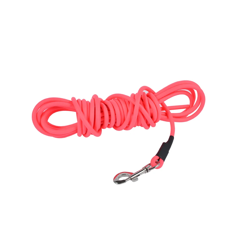 10m Dog Training Round Rope Leash For Greyhound, Orange PVC Coated Nylon Hunting Rope Long Dog Leash