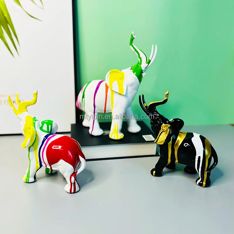 Nordic Light Luxury Spray Painting Home Decoration Resin Crafts Elephant Sculpture Resin Crafts