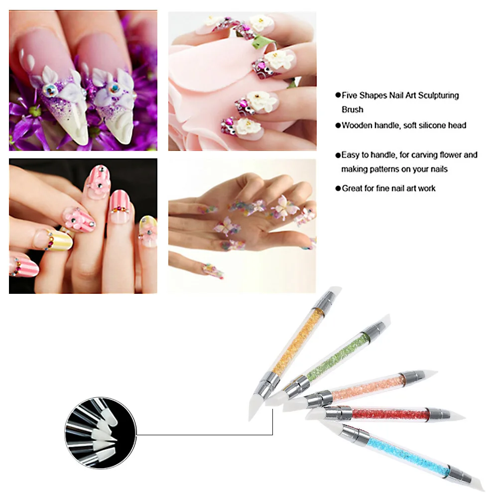 private label silicone dust acrylic nail art brush set