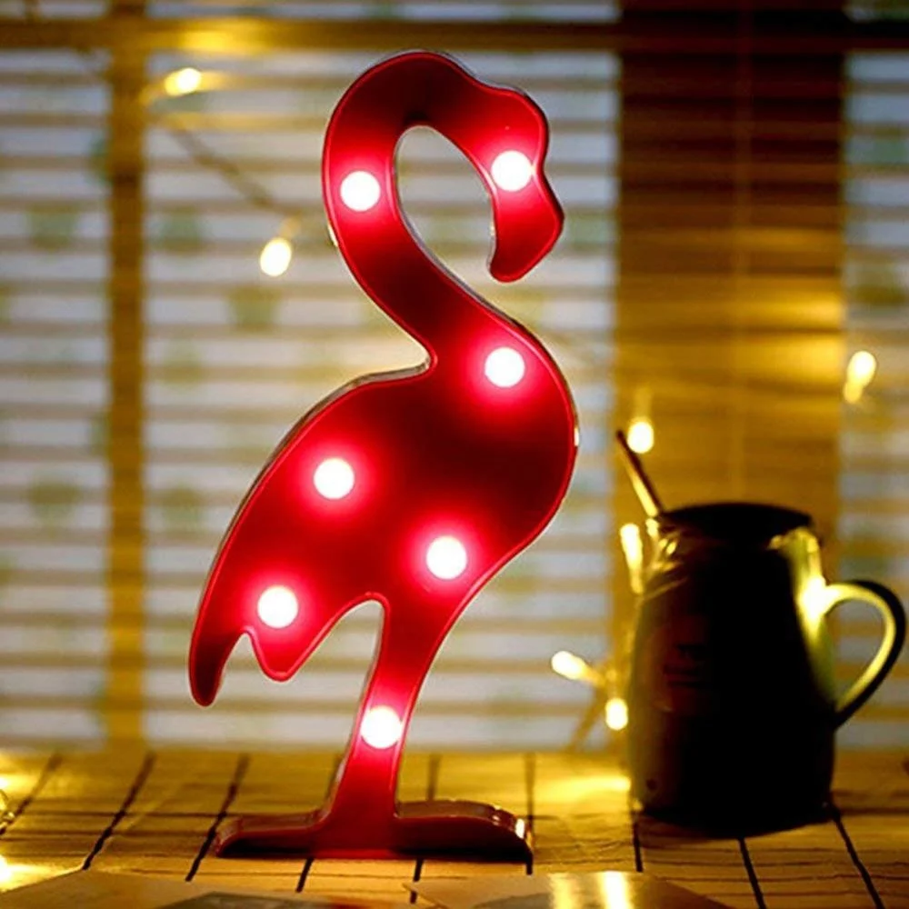 LED Animal Shaped Lamp Night Light Table Lamp Led Marquee Light Lovely Flamingo Warm White Battery Decoration Pink Holiday Light