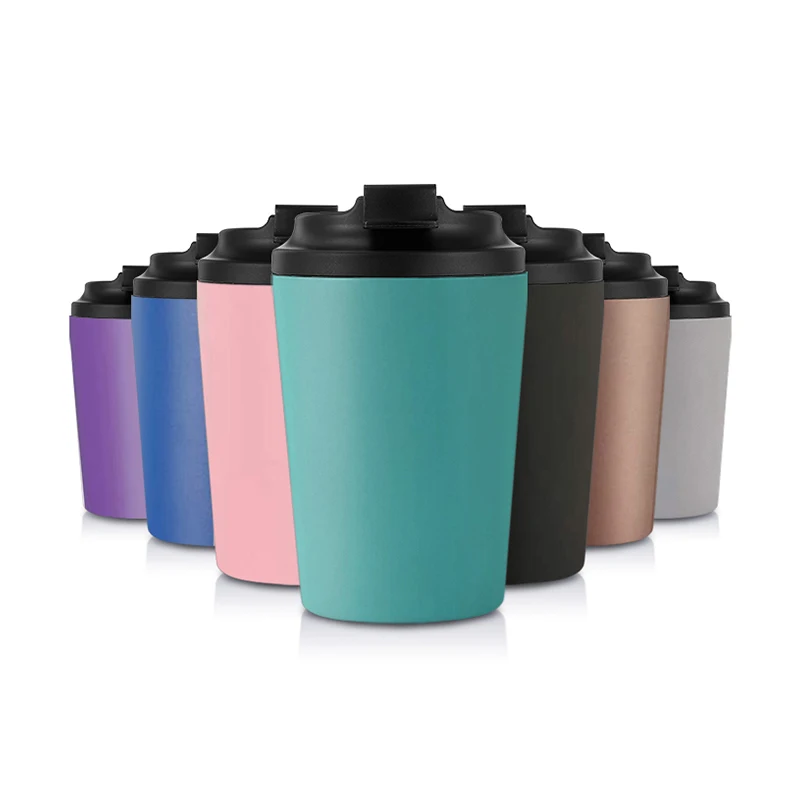 12 14oz Leak Proof Custom Logo Travel Insulated Stainless Steel Coffee Tumbler with Straw