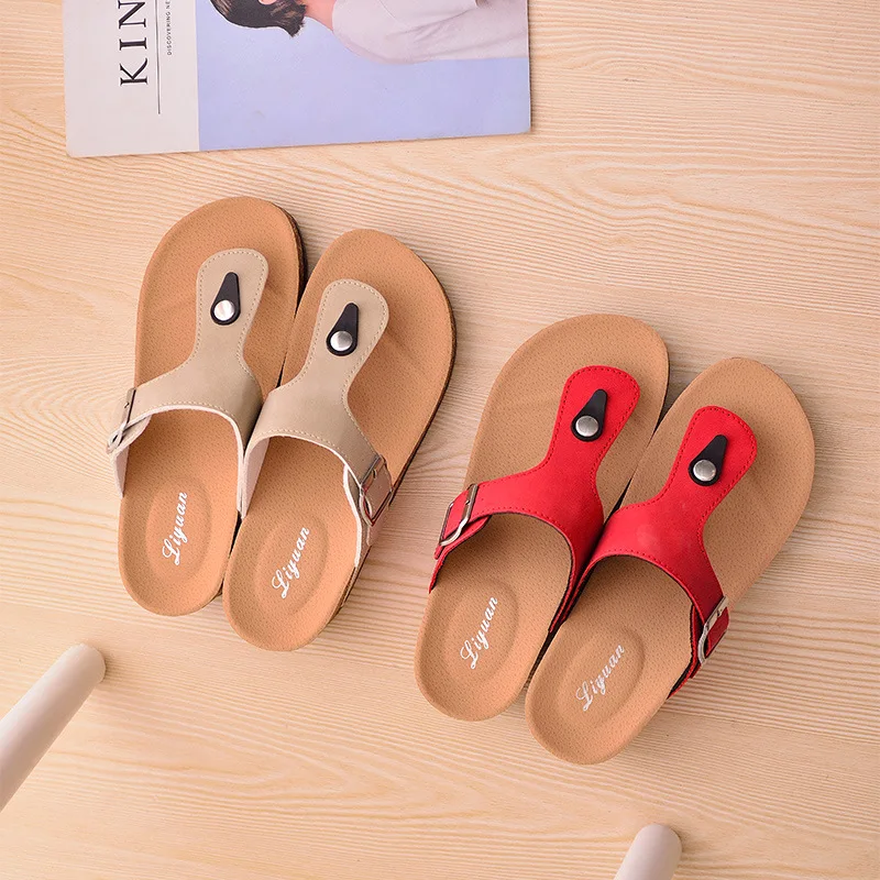 Summer Fashion design  outdoor soft cork sole slipper woman