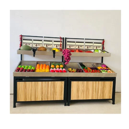 factory custom grocery store stainless steel fruit shelf display rack vegetable shelf