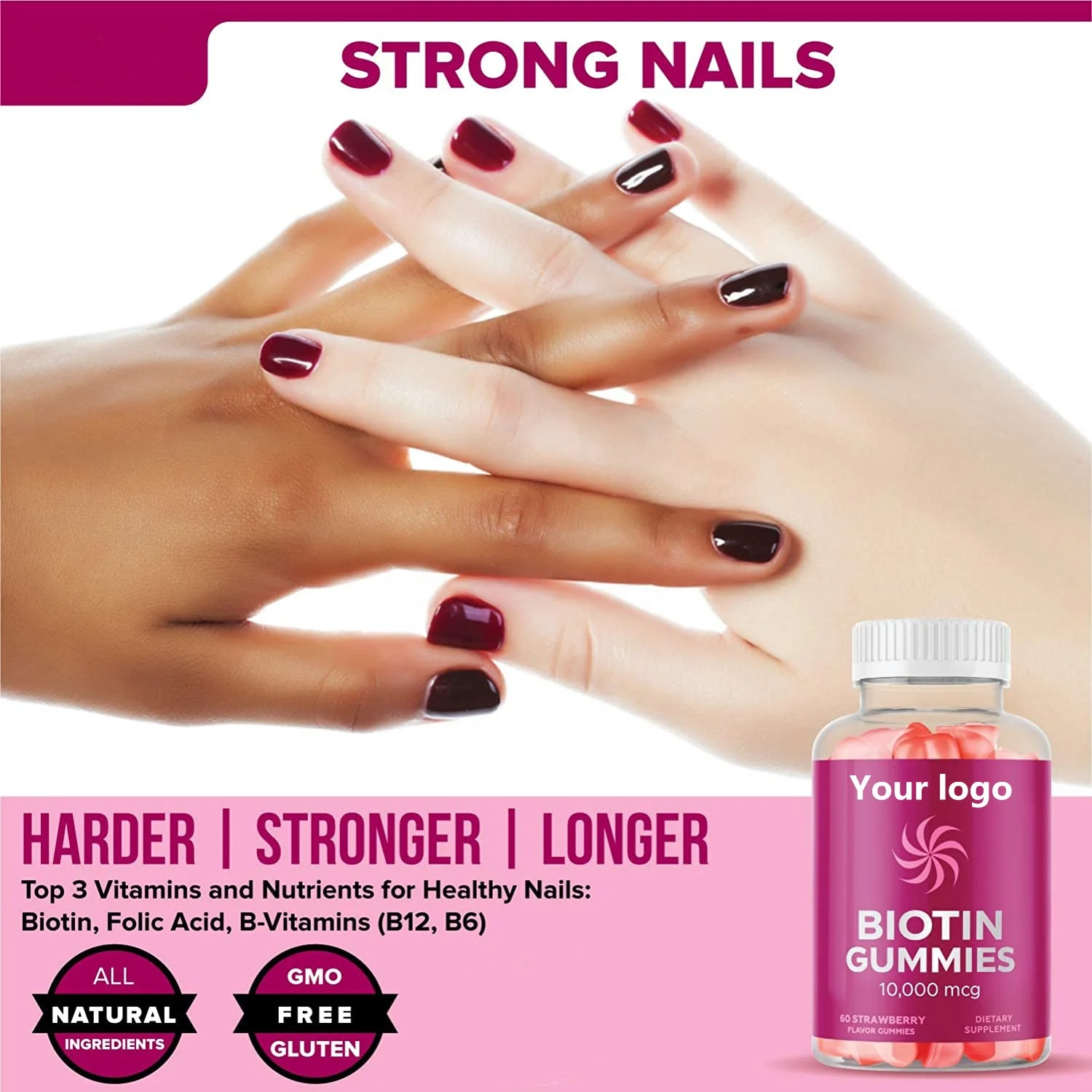 Hot Selling Biotin Gummies Vitamin Collagen gummies Supplement for Hair Skin Nail Growth