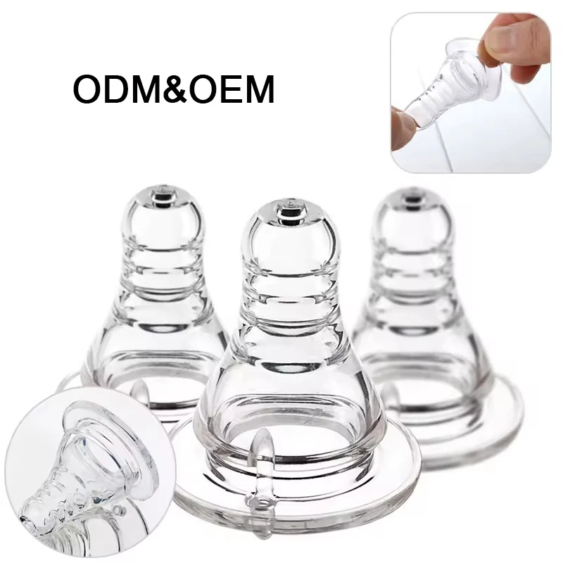 BPA Free Silicone Standard Caliber Neck Teat Soft Silicon Baby Bottle Nipple Liquid Silicone Baby Feeding Soother Pacifier 37MM