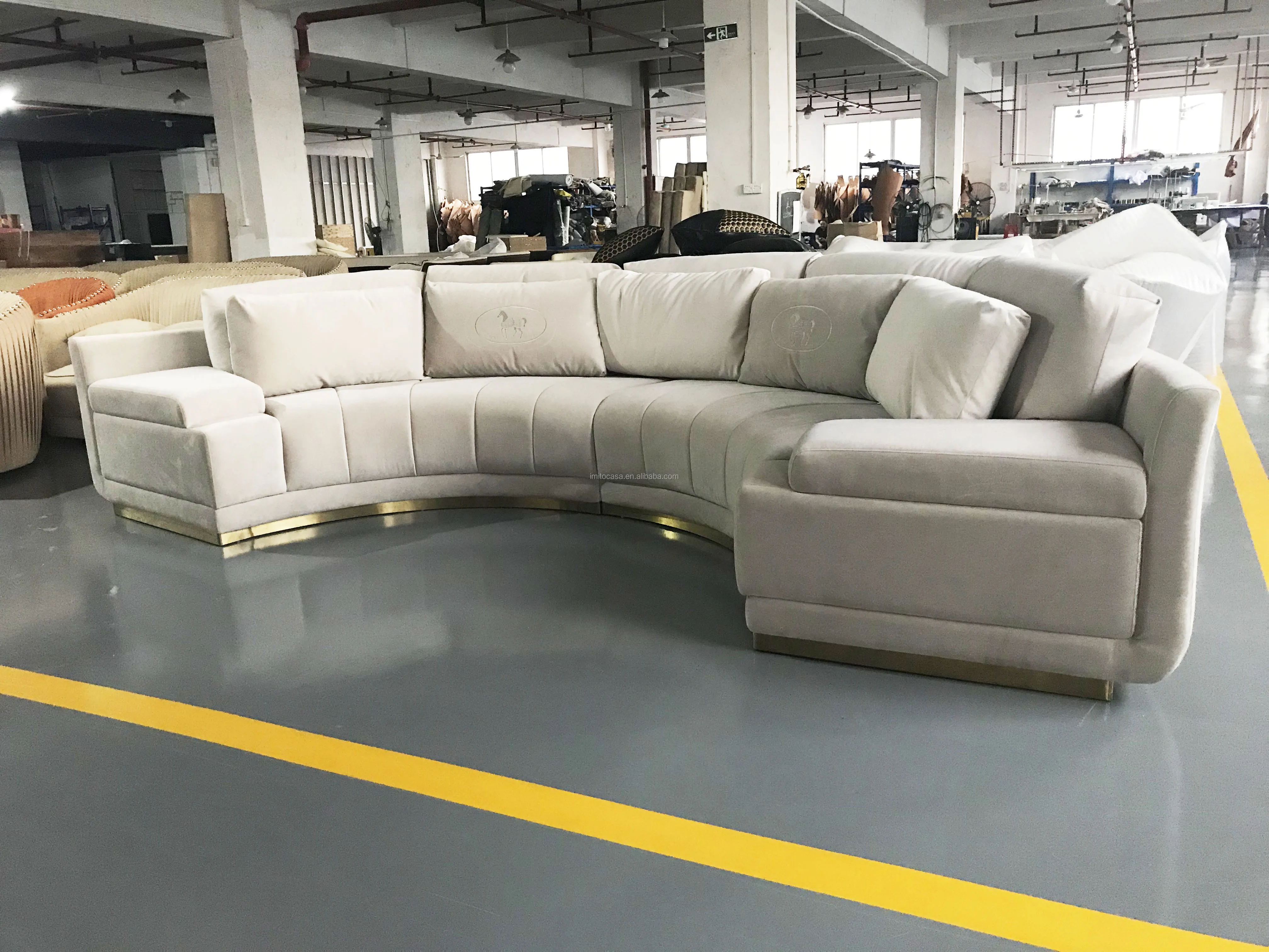 
New Design Luxury Italian Furniture Blue Grey Velvet Sofa Set 7 Seater Amazing Quality Half-Round Sofa Couch Sofa Bed 