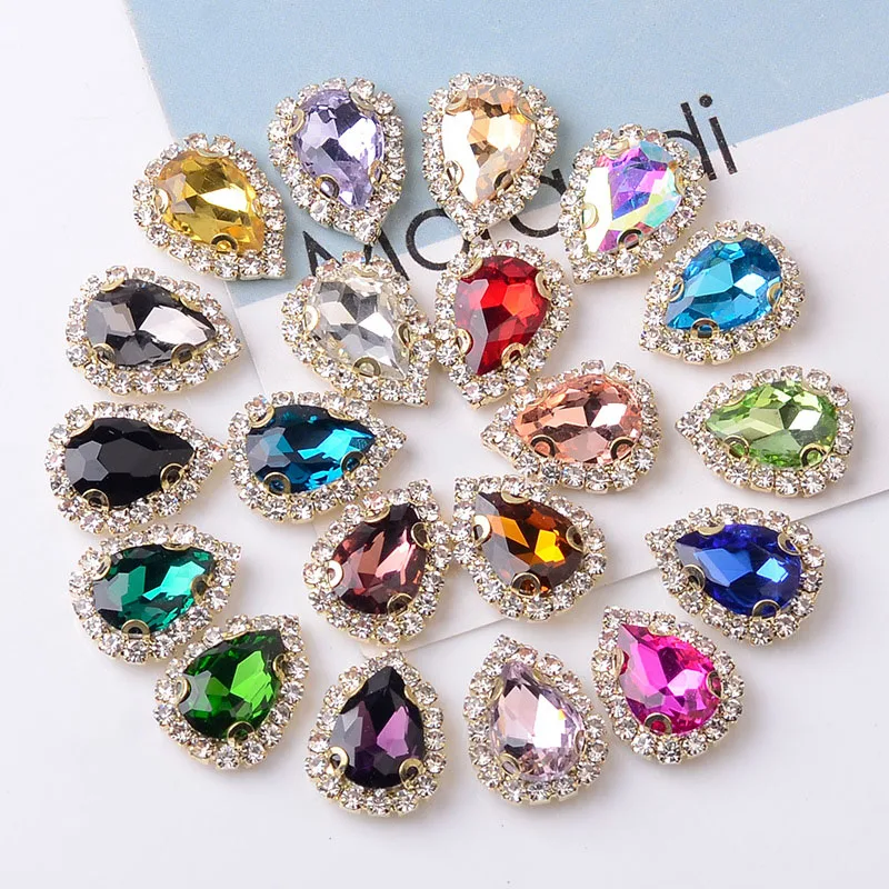 Nail Art Rhinestones 3D Nail Charms Crystal Decorations Big AB Irdescent Jewels Gold Chrome Metal Alloy Hearts Charm Kit Fo