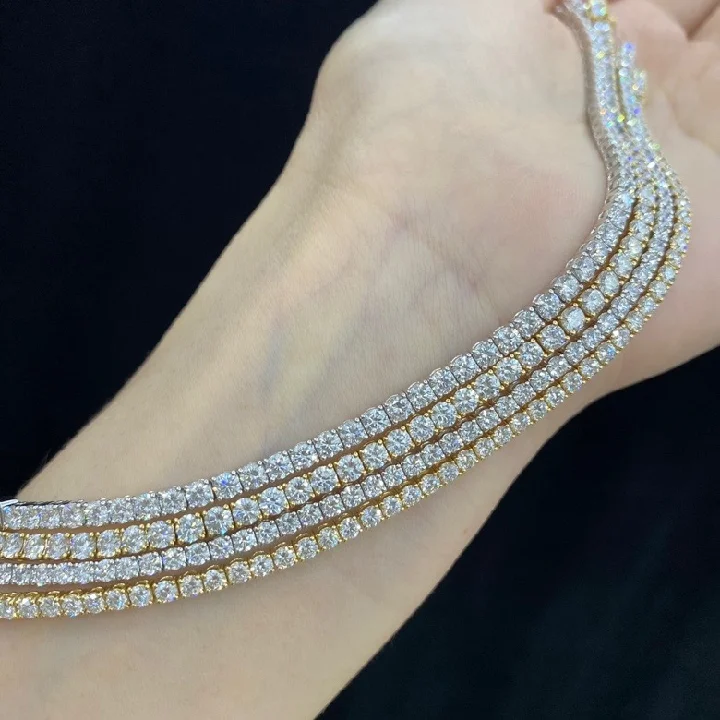 Abiding Gold Jewelry Factory 16cm 3.475ctw 2.5mm Diamond Chain Custom Solid 18K Gold Real Lab Grown Diamond Tennis Bracelet