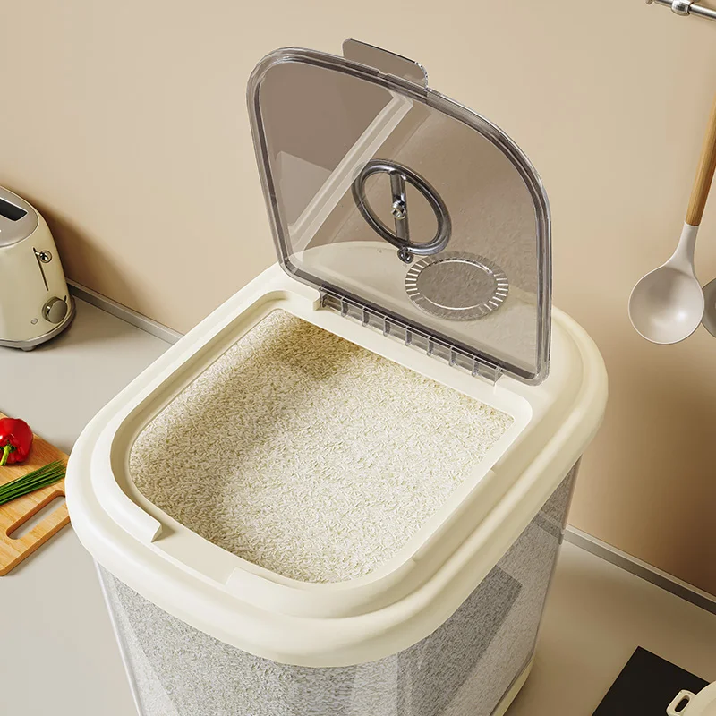 Kitchen organizer rice bucket dog food bins storage box with measuring cup large clear dry pet storage container food